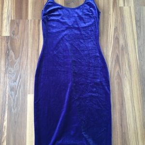 Velvet noodle strap long royal blue dress